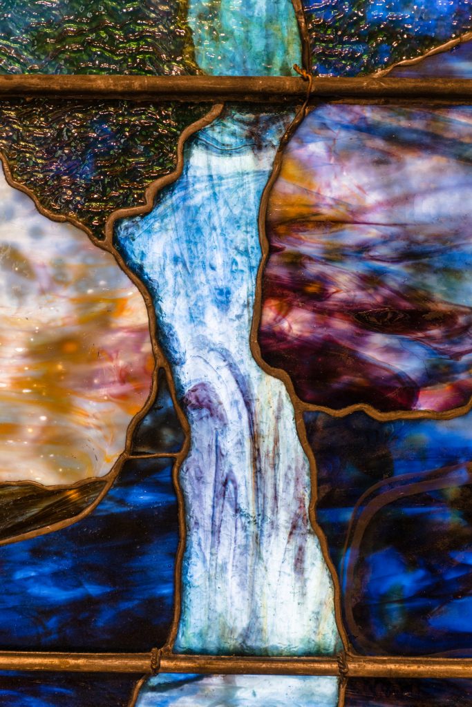 a close up of a stained glass window Crystal Bridges