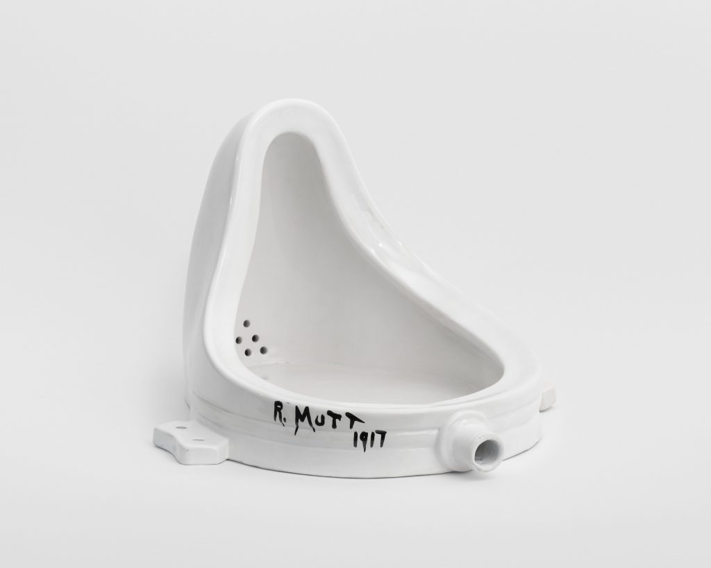 an image of a white urinal signed R. Mutt