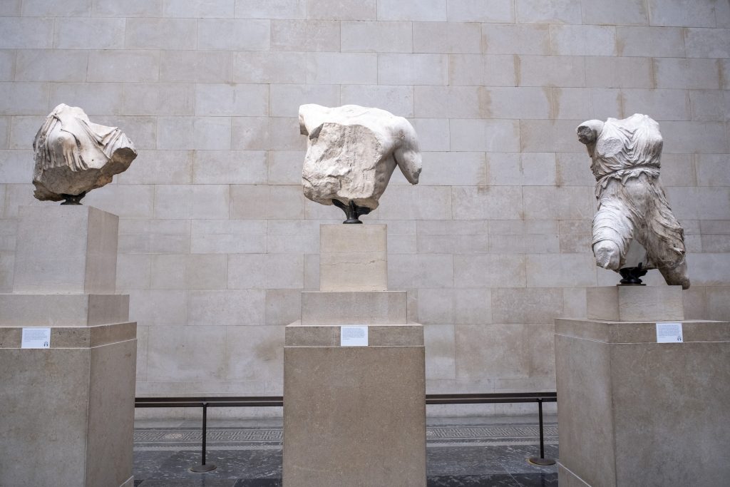 A view of partial sculptures at the british museum
