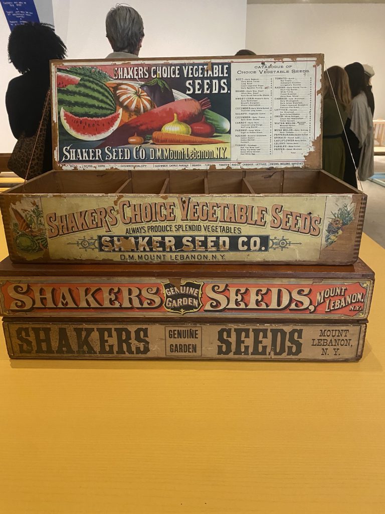 an image of boxes printed with various labels of vegetable seeds
