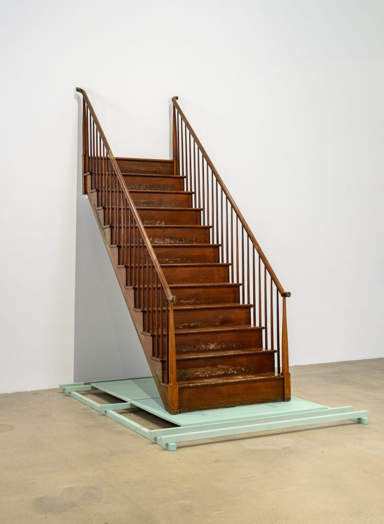 an image of a wooden staircase salvaged from an historic Shaker house